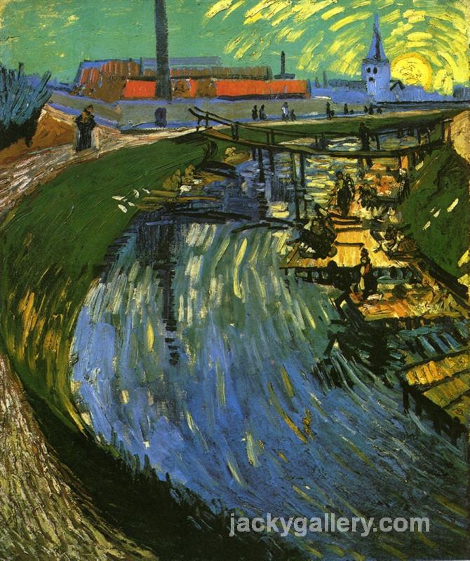 The Roubine du Roi Canal with Washerwomen, Van Gogh painting